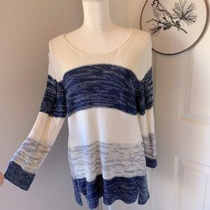 GAP navy/white color block stripe knit sweater